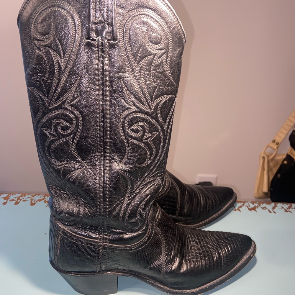 Dan post Black Embroidered Western Cowboy Boots SZ 7